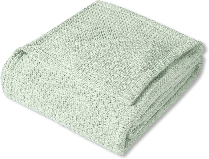 Sweet Home Collection 100% Fine Cotton Blanket Luxurious Weave Stylish Design Soft and Comfortable All Season Warmth, Full/Queen, Mint (Pack of 6)