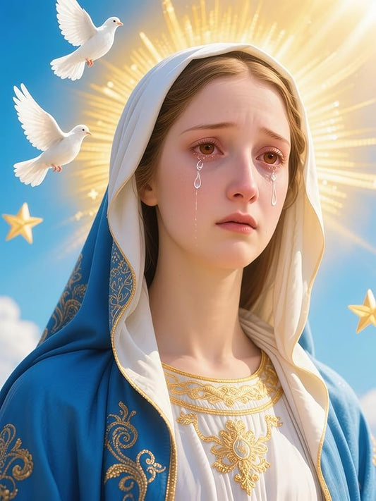 Mosaflare 5D Diamond Painting Kits for Adults, Virgin Mary Diamond Art for Beginners, DIY Full Round Drill Paint by Diamonds Dot Gem Art for Adults, Home Wall Decor 12x16 Inch