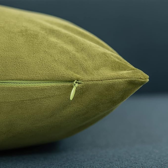 26x26 Euro Pillow Covers : 2 Pack Cozy Soft Velvet Oversized Couch Pillow Shams, Square Throw Pillow Cases for Living Room Sofa, Chartreuse