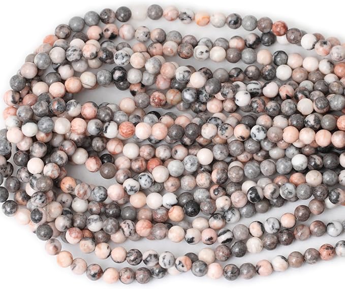 60PCS 6mm Natural Pink Zebra Jasper Round Loose Beads for Jewelry Making DIY Handmade 1 Strand 15"