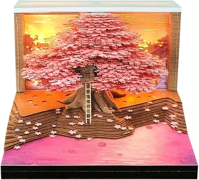 Time Piece Calendar 2026,3D Tree Tear-Away Memo Pad Creative Desk Calendars,3D Notepad Paper Carving Art Sticky Notes,3D Calendar 2026 Suitable for Room and Office Desktop Decoration