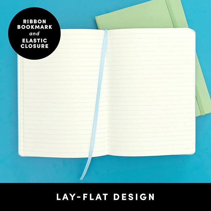 PAPERAGE Lined Journal Notebook, (White), 160 Pages, Medium 5.6 in x 8 in - 100 GSM Thick Paper – Hardcover Journaling Notebook for Work, School & Note Taking