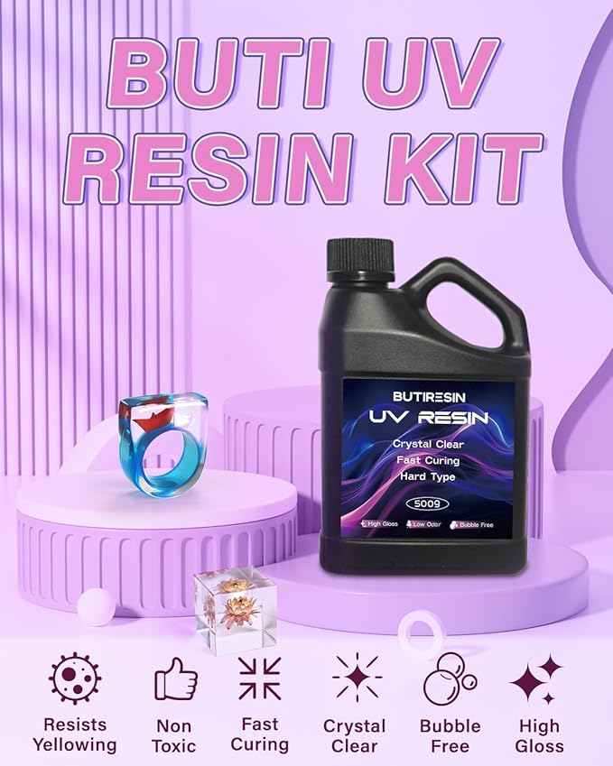 1500g UV Resin - Fast Curing, Crystal Clear, Odourless, Low Viscosity & Hard Type, UV Resin Kit for DIY Jewelry Making, Casting, and Coating Crafts