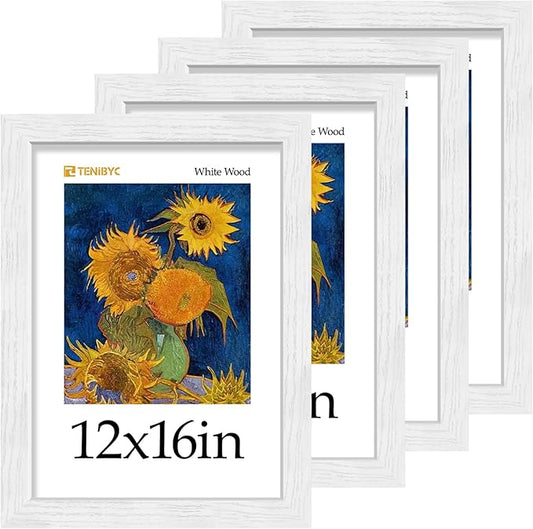 Picture Frame 4 Pack - Solid Wood Poster Photo Frame - Woodgrain Series - Room, Office, Gallery, Studio Display - Wall Hanging