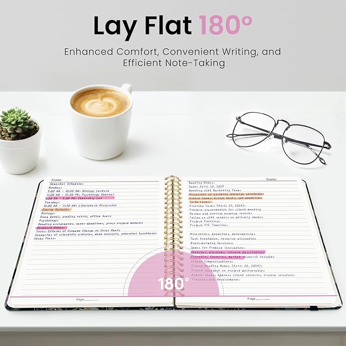 Lined Spiral Journal for Women, A5 Hardcover Cute Notebook for Work & Note Taking, Aesthetic Pretty Journal for Writing, 140 Pages, 6"x8", Celestial