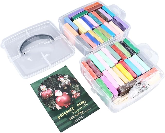 50 Colours Modelling Clay Set, Polymer Clay Starter Kit with 5 Sculpting Tools, Safe Air Dry Clay for Kids, DIY Lightweight Soft Mouldable Art Craft Material for Child