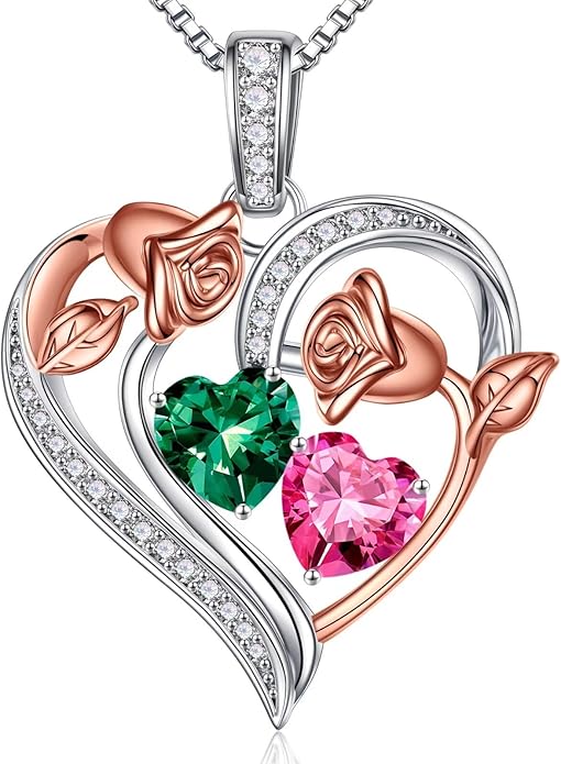 Iefil Christmas Gifts for Women Wife - 925 Sterling Silver Rose Heart Necklace, Stocking Stuffers for Women, Anniversary Birthday Gifts for Wife Girlfriend Mom