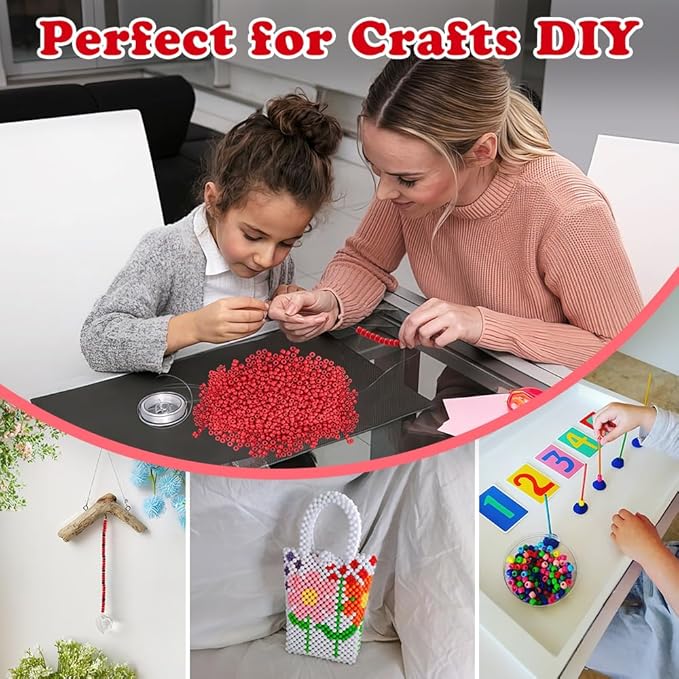 QPIXVB 1100PCS Red Pony Beads,Christmas Beads for Jewelry Making,Friendship Bracelet Bead Kit for Crafts,Bulk Pony Bead for Christmas DIY Crafts Gifts