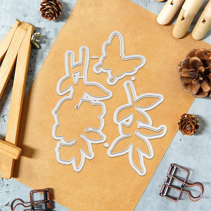 Morning Glory Butterfly Stamps and Cutting Dies for Card Making DIY Transparent Silicone Clear Stamp and Metal Die Cuts Sets for Scrapbooking Paper Greeting Cards Decor Seals Craft Supplies