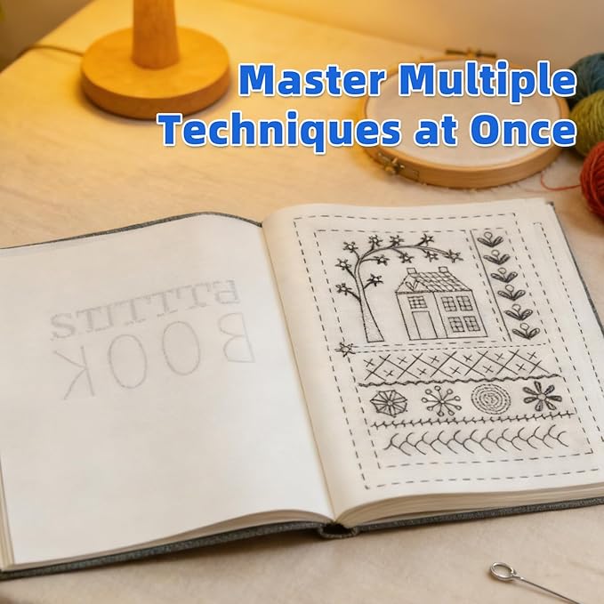 2026 New Embroidery Stitch Book Kit,Complete Sewing Tools & Tutorials for Beginners, Portable DIY Kit with Floral Motifs, Ideal Gift for Craft Lovers & DIY Enthusiasts (1PCS)