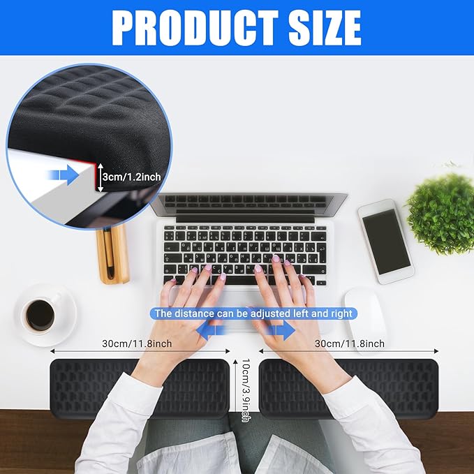 L-Shaped Desk Elbow Pad，Arm Rest for Desk 2-Piece Ergonomic Wrist Rest with Non-Slip Base Memory Foam Elbow Support Padding for Computer Keyboard, Office and Home (Fabric)