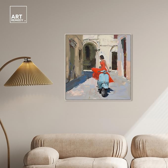 Art Remedy Venice Visits Canvas Classic Landscape Art, Silver Frame, 30" x 30"