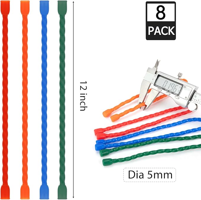 8PCS Silicone Cable Ties 12-Inch Reusable Twist Ties Steel-Core Cord Tie Straps Bendable Organizer All Purpose for Indoor Outdoor Bundling Holding Securing and Wrapping Cables (4 Colors)