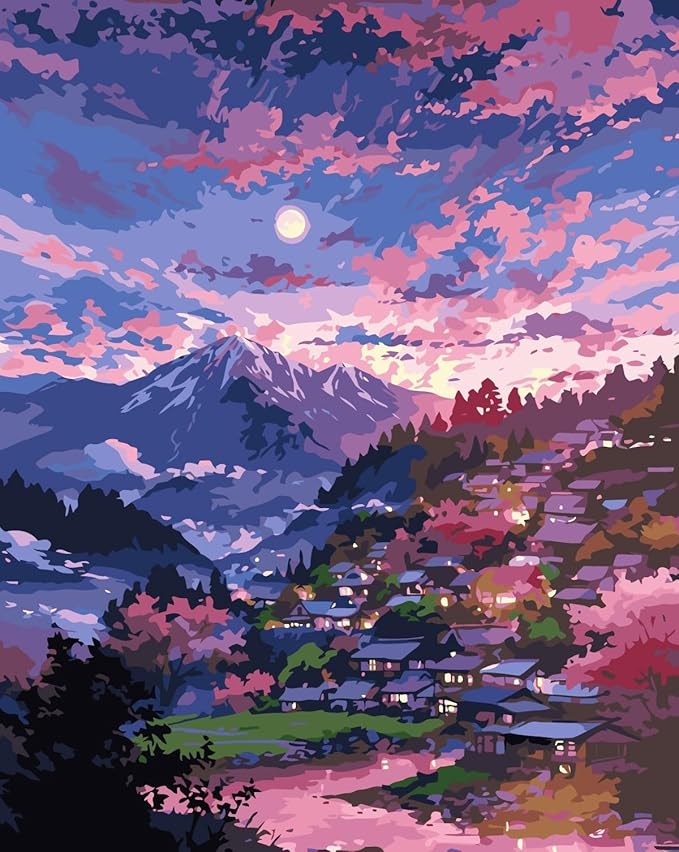 BYGFHLYW Paint by Numbers Kit for Adults Beginners, Mountain Landscape Easy Adult Paint by Number Kits On Canvas, DIY Acrylic Oil Painting Kits for Home Wall Decor 16x20Inch