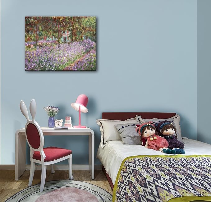 Irises in Monet's Garden, 1900 by Claude Monet Canvas Wall Art Decor Framed Famous Painting Print for Bathroom Bedroom Wall Decoration 12"x16"