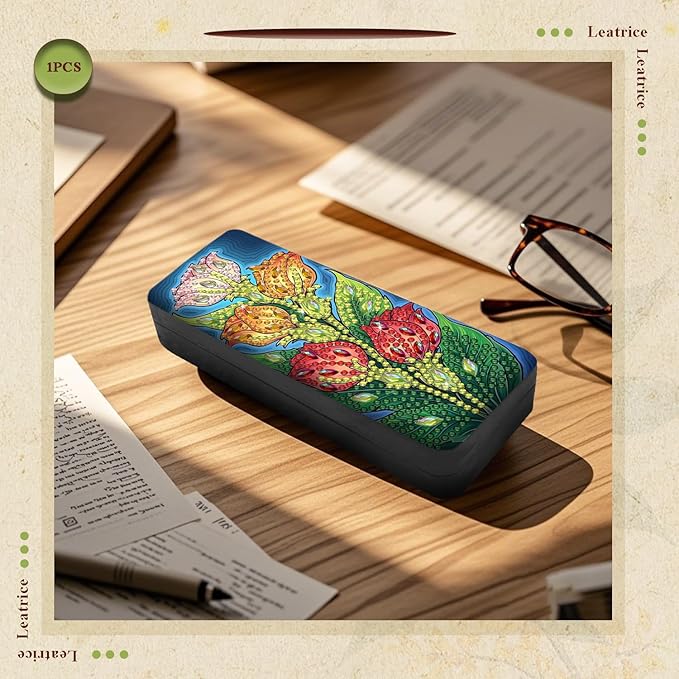 Leatrice Flower Diamond Art Kits for Adults Small Diamond Painting Kit Eyeglasses Cases Gem Art Paint by Diamonds Dot 5d Diamond Art DIY for Beginner Women Tulip