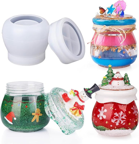 LET'S RESIN Pudding Jar Resin Molds with Lid, Epoxy Molds Silicone for Storage Bottle,Candle Holder,Candy Container, Epoxy Casting Craft,Flower Pot, Gifts