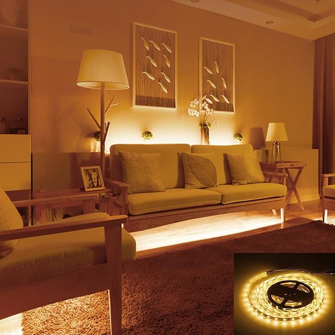 20FT LED Strip Light Warm White 360 LED Beads,12V Soft Dimmable Warm Lights Strip, for Bedrooms, Mirror, Kitchen, Home Decoration, Not Waterproof