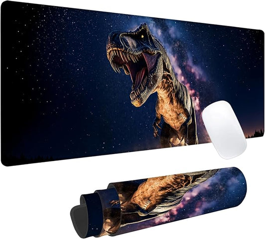Dinosaur Gaming Mouse Pad, Office Desk Mat, Anti-Slip Rubber Base Cool Aesthetic Mouse Pads for Computer Laptop Keyboard School Home Desktop Gamer Home Accessories Decor 31.5" x 11.8"
