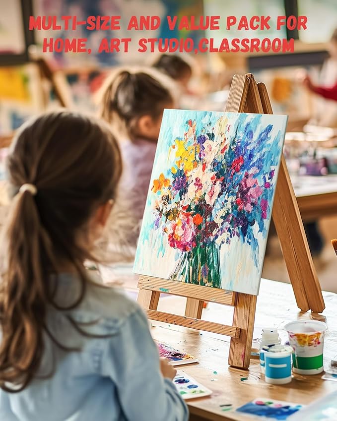 Simetufy 16 Pack Canvas Boards for Painting Multi-Size Canvas Panels Set 5x7, 8x10, 11x14 Inches Pre-Primed 100% Cotton for Oil Acrylic Paint for Kids Beginners
