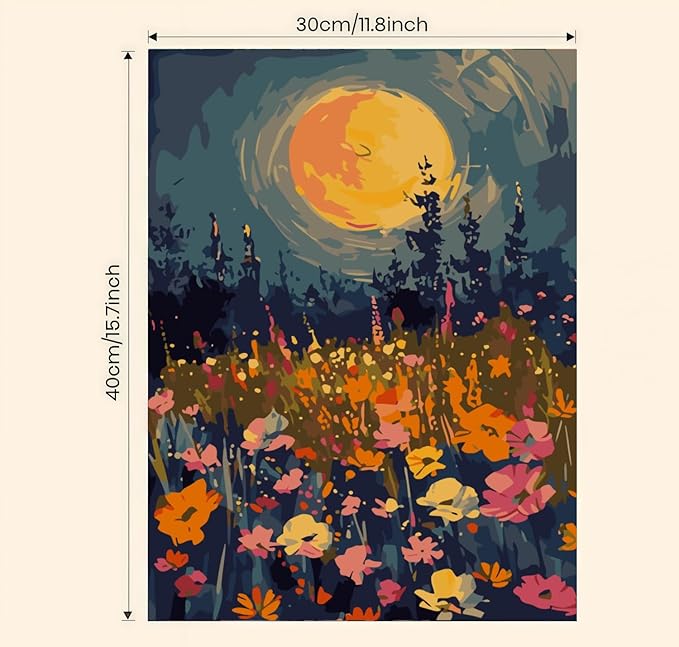 CSZPPQAF Flowers Paint by Numbers for Adults Beginner, Wildflowers Paint by Number Kits on Canvas, DIY Acrylic Oil Painting by Numbers for Home Wall Decor 12X16inch