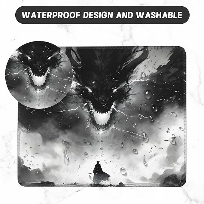 Mouse Pad, Anime Samurai Fighting The Devil Mouse Pads for Desk,Soft Computer Mouse Mat Square Waterproof Non-Slip Rubber Base Gaming MousePads for Women Men,Laptop,Office