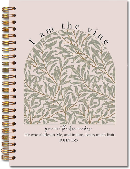 Vine Christian Spiral Notebooks, John 15:5 Bible Verse Journal, Religious Scripture Journals for Writing, Christian Gifts for Women Men, Bible Notebook for Note Taking, 5.5x8.3 Inch
