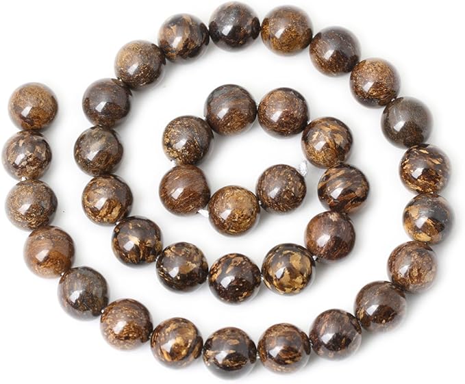 35PCS 10mm Natural Bronzite Gemstone Round Loose Beads for Jewelry Making DIY Handmade 1 Strand 15"