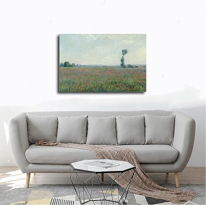 CFIOZYOS 40+ Monet Famous Print Posters Poppy Field 2 by Claude Monet Impressionism Canvas Poster Wall Art Print Bedroom Decor Office Room Kitchen Decor Gift Frame 20×30inch(50×75cm)