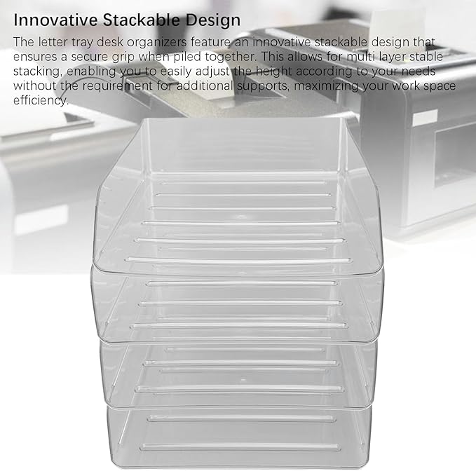 Desk Letter Tray Set Stackable Document Organizer Thickened Transparent Multifunctional A4 Paper Tray Organizer for Home Office Acrylic 4 Layers