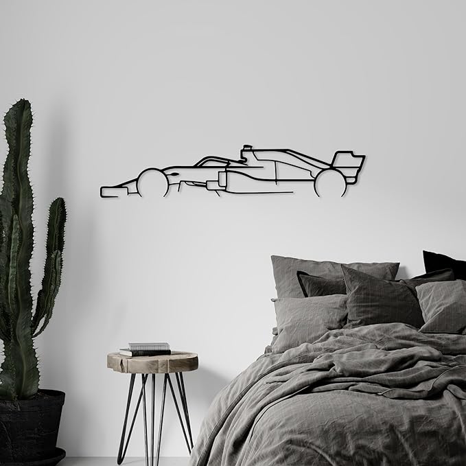 Formula Car metal Wall Art, Sports Car metal Silhouette, Formula Car Lovers Metal Wall Decor, Racing Gifts For Men, Minimalist Sculpture for Garage, Man Cave, Gift for Father's, (Black-40" x 11" inch)