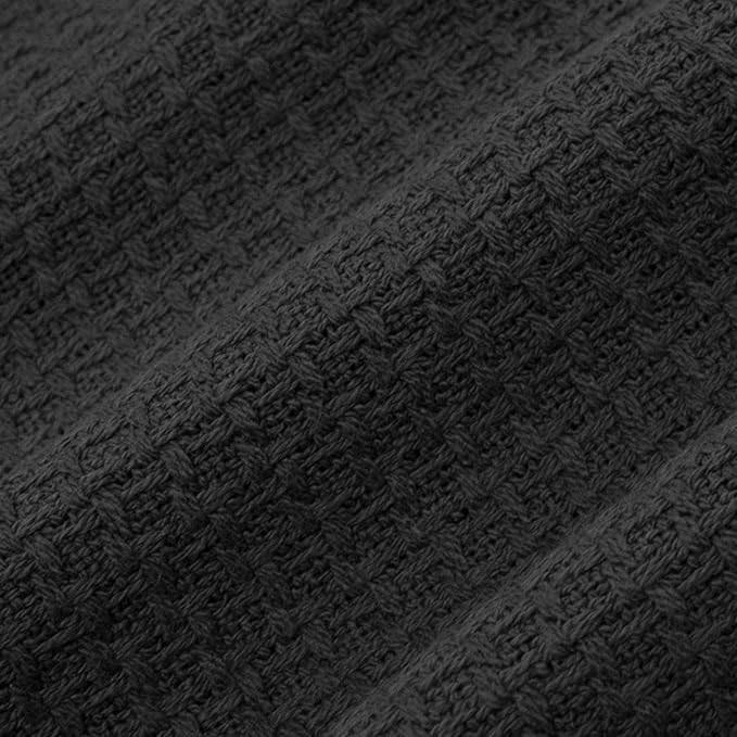 100% Fine Cotton Blanket Luxurious Weave Stylish Design Soft and Comfortable All Season Warmth, Full/Queen, Black (Pack of 6)
