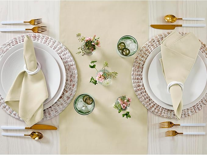 Solino Home Linen Table Runner 90 Inches Long - 100% Pure Linen Birch Table Runner 14 x 90 Inch for Spring, Easter - Fete