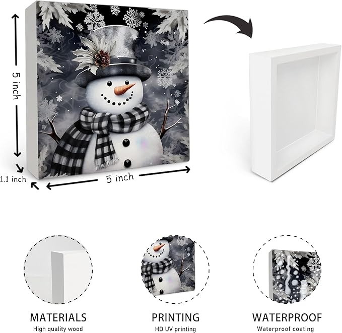 Winter Snowman Wooden Signs - Christmas Home & Table Decor