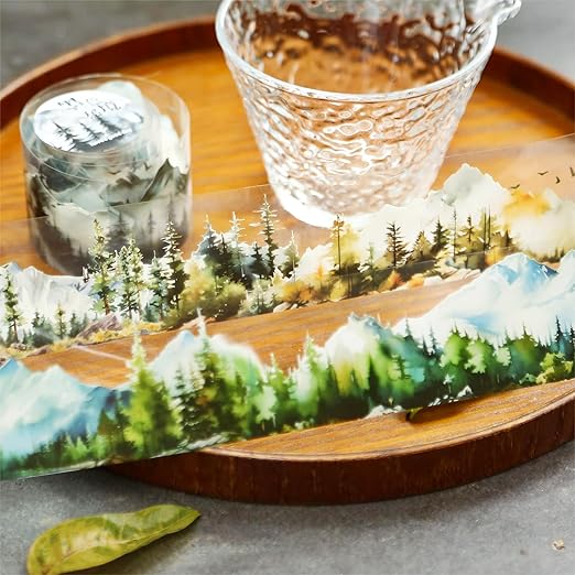 Mountain PET Tapes Set, 6 Rolls of Nature Ephemera for Junk Journaling, Scrapbooking, Crafting, DIY Projects, Diaries, and Art Supplies