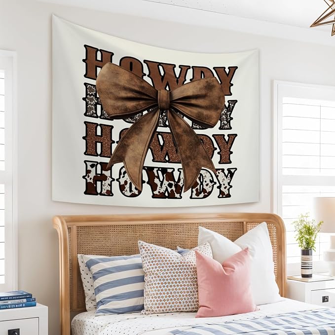 STHTTSW Howdy Tapestry, Western Decor Tapestries Wall Blanket, Cowgirl Room Wall Hanging Decor for Teen Girl Women College Dorm Apartment Home Bedroom, 50x60 Inch
