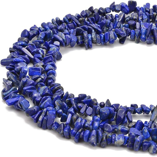 Gemstone Chips Natural Blue Lapis Lazuli 3-5mm Healing Crystals Waist Bracelets Necklace Kit Irregular Stone DIY Crafts Design Jewelry Making Approxi 32 inch
