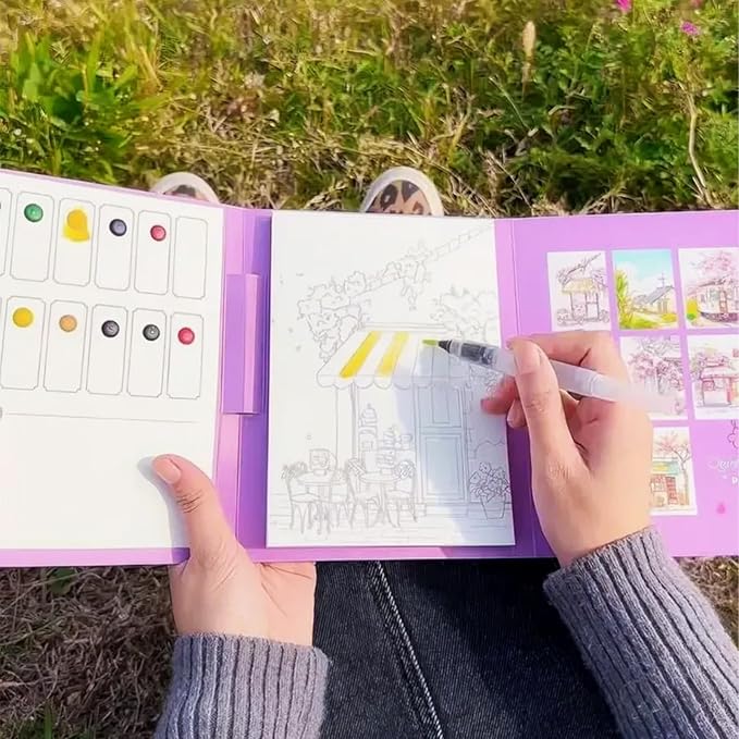 2026 New Creative Stress Relief Kit Watercolor Painting Book,DIY 3-Fold Watercolor Pad, Relax and Adjust Your Mood, for Beginners and Enthusiasts (Animals)