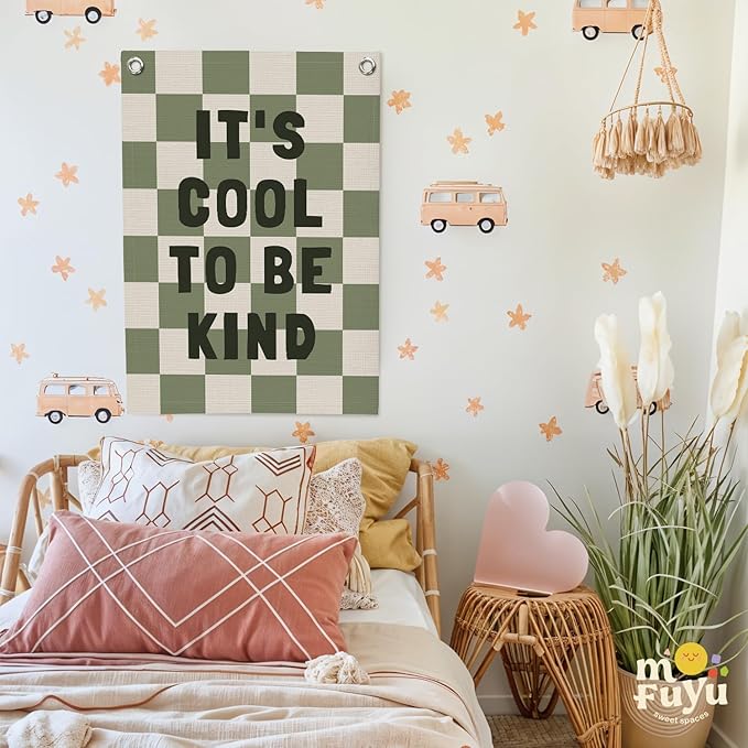 Kids Room Decor,Sage Green Classroom Wall Decor,It's Cool to Be Kind Banner,Baby Nursery Decor Wall Hanging Flag for Bedroom Playroom Classroom Kids Rroom 18x25 Inch