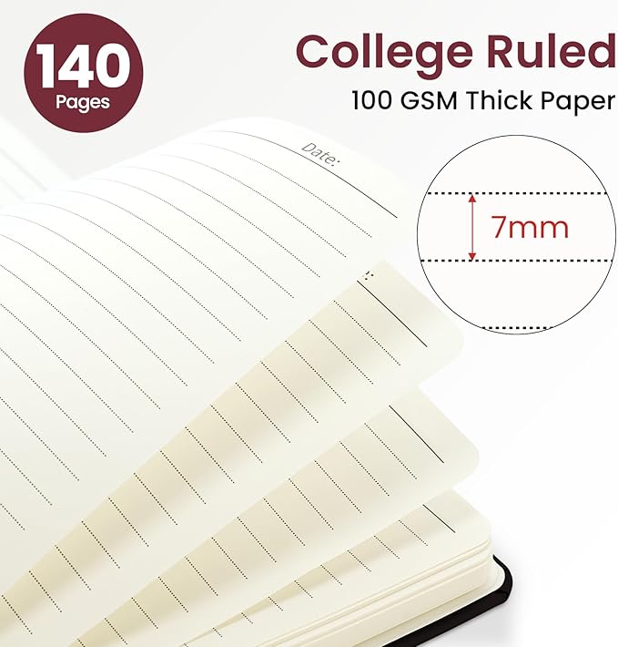 Lined Spiral Journal for Women, A5 Hardcover Cute Notebook for Work & Note Taking, Aesthetic Pretty Journal for Writing, 140 Pages, 6"x8", Dark Botanica