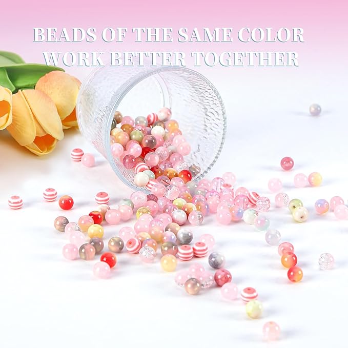 Glass Beads for Jewelry Making, 18 Colors Glass Beads for Bracelets Making kit Including 2-8mm Bead spacers/Lava Beads/Stone Rock DIY Jewelry Making Supplies for Adults, Bracelets Earring Making kit