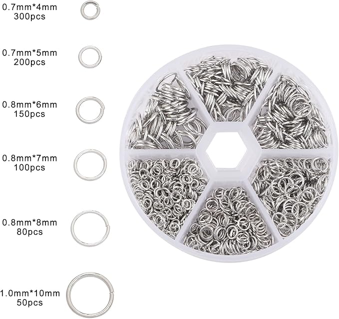 Silver Jewelry Jump Rings Open Jump Rings for Jewelry Making 4mm 5mm 6mm 7mm 8mm 10mm O Ring for DIY Bracelet Earrings Necklace Jewelry Findings Connectors Jumprings