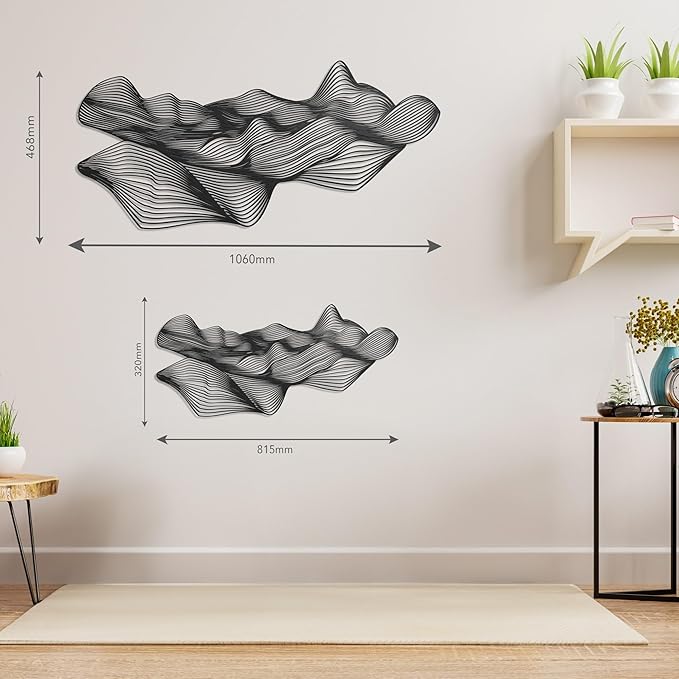 NEODECO Sand dune metal wall art, Minimalist living room decor, desert nature decor, abstract line art, bedroom home decoration, housewarming gift, large wall art, office decoration (Bronze, Medium)