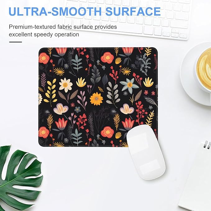 Mouse Pad, Boho Colorful Floral Mouse Pads for Desk,Soft Computer Mouse Mat Square Waterproof Non-Slip Rubber Base Gaming MousePads for Women Men,Laptop,Office