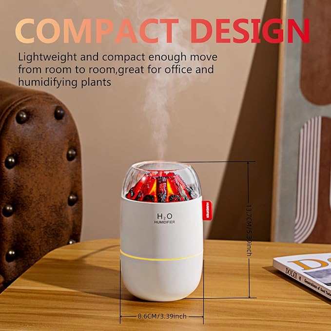 Portable Mini Humidifier, Small Cool Mist, Personal Desktop Humidifier for Baby Bedroom Travel Office Home,2 Mist Modes, Super Quiet (White)