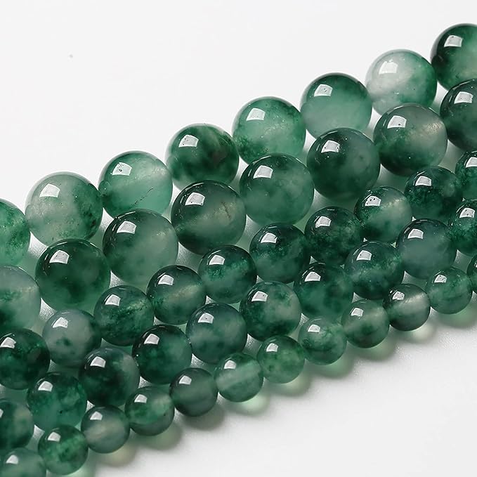 45pcs 8mm Natural Water Grass Jades Chalcedony Beads Round Loose Beads for Jewelry Making DIY Bracelets Crystal Energy Healing Power Stone (8mm, Water Grass Jade Beads)