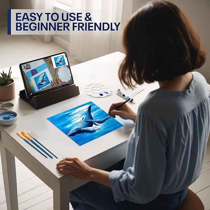 DIY Painting Class Kit for Adults with Video Tutorials: Learn to Paint Whales – How to Paint with Acrylics – Painting & Art Supplies – 9 Piece Acrylic Paint Set