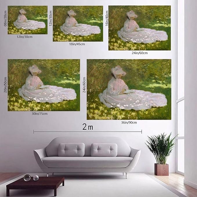 CFIOZYOS 40+ Monet Famous Print Posters Springtime by Claude Monet Impressionism Canvas Poster Bedroom Decor Print Sports Landscape Office Room Decor Gift Unframe 16×24inch(40×60cm)