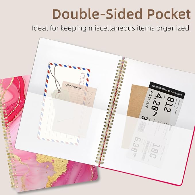 Cute Spiral Notebook journal A4 Aesthetic Pretty Design for Women Girls Kawaii with Pocket, 8.5 x 11 inch, Graph, Marble