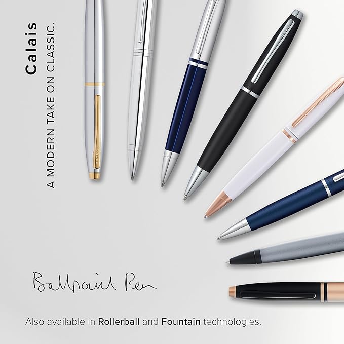 Cross Calais Refillable Ballpoint Pen Presented in a Luxury Gift Box - Medium Point, Black Ink, Matte Metallic Crimson